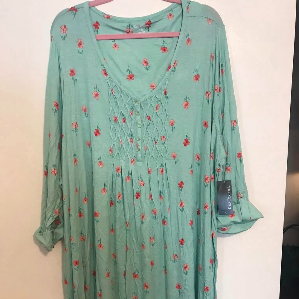 Kim Rogers BNWT 4x green floral dress